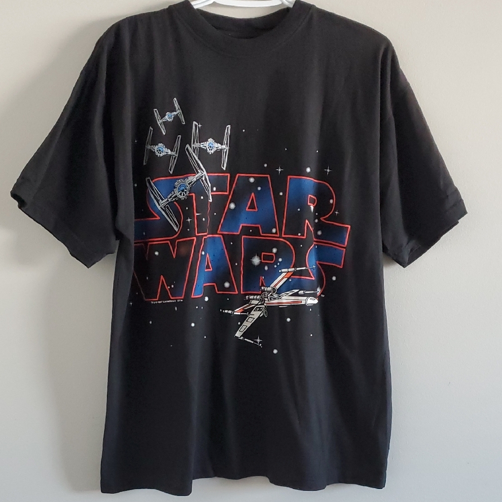 Vintage Unisex Novel Teez Black Graphic Star Wars Cotton T-Shirt Tee Size L